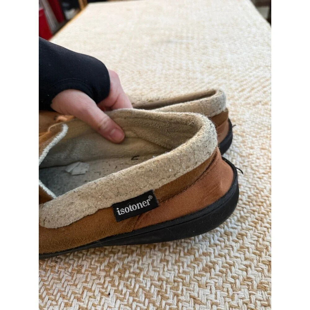 Isotoner Faux Fur Lined Slippers – Brown – Men’s 9.5–10.5